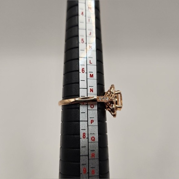 1.75 CT Lab Morganite and Diamond Ring 14K Gold Plated 925 Sterling Silver - Picture 9 of 9